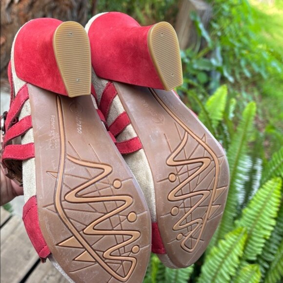 [New] Earthies (8B) Jazzy Red Suede Adjustable Strap Comfortable Sandals - Picture 11 of 11